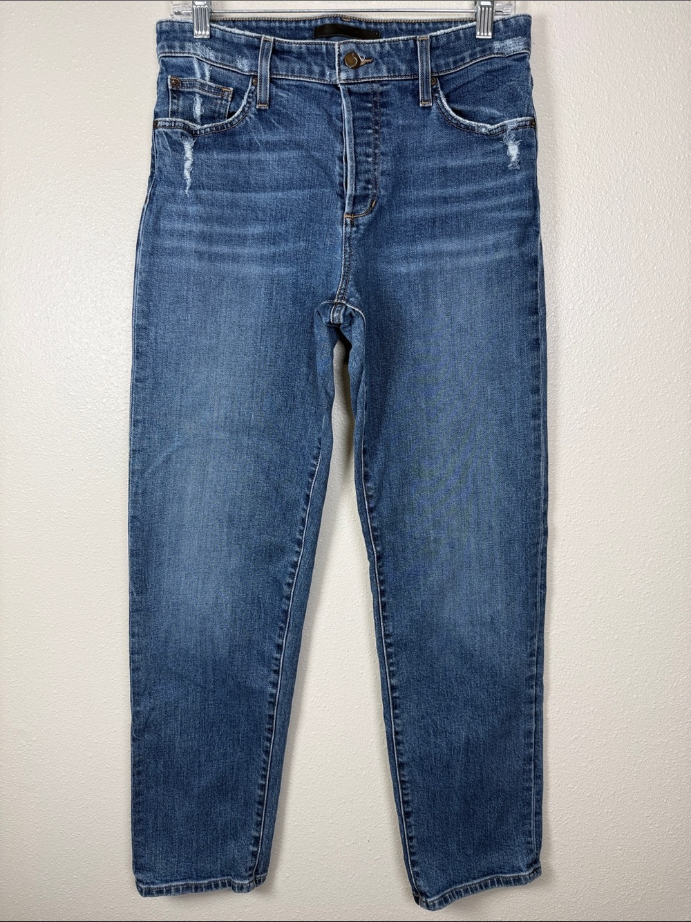 Joe’s Jeans The Niki 28 Boyfriend Distressed Button Fly Samira Mid Rise Stretch